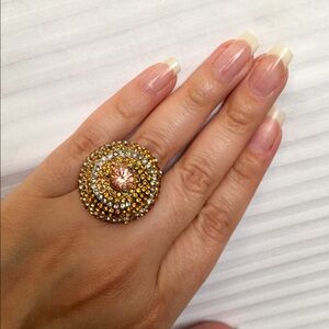 Yellow, white, rose Austrian Crystal ring